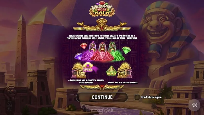 Wrappin' More Gold - hovedmeny med mumie og pyramider